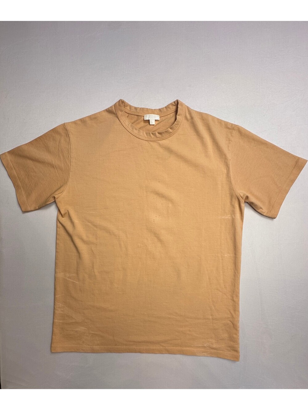 COS Men's L Tan Beige Crew Neck Short Sleeve T-Shirt